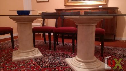 Couple Bases for dining table covered with marble .. | IVORY