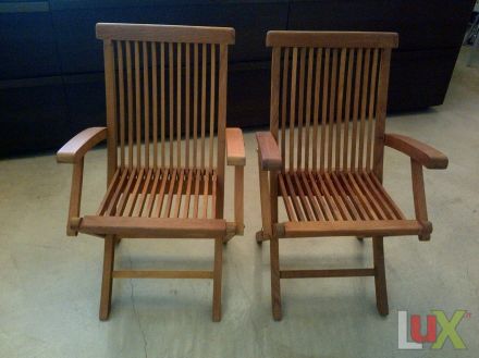 set of two folding chairs with armrests, outdoor t.. | TEAK